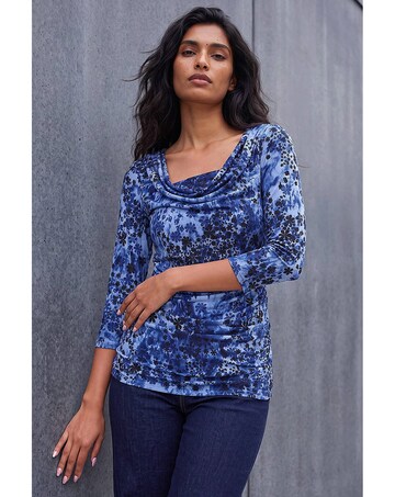 Roman Shadow Floral Cowl Neck Top