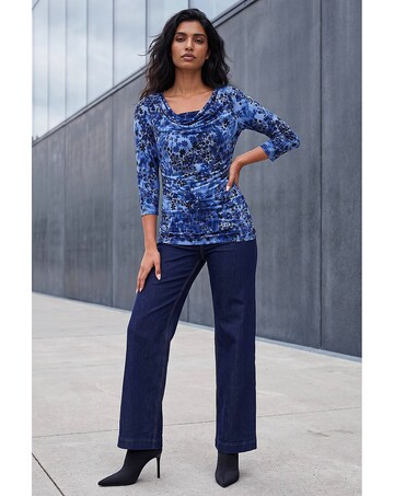 Roman Shadow Floral Cowl Neck Top