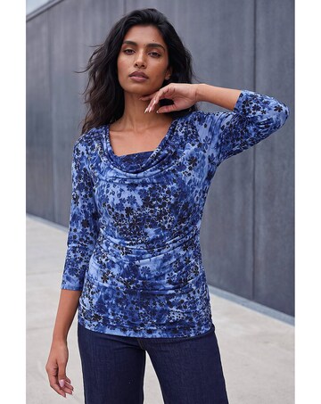 Roman Shadow Floral Cowl Neck Top