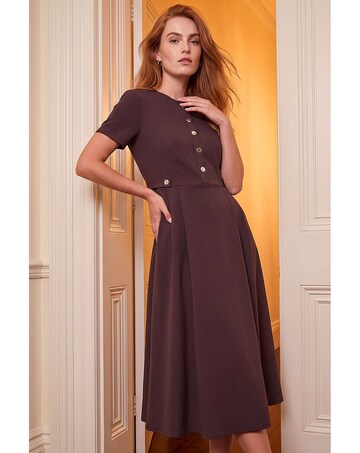Roman Button Detail Midi Dress