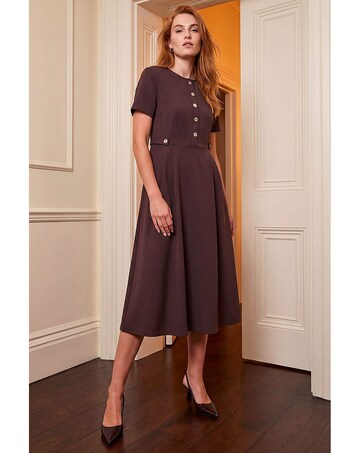 Roman Button Detail Midi Dress