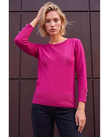 Roman Sparkly Button Scallop Edge Jumper