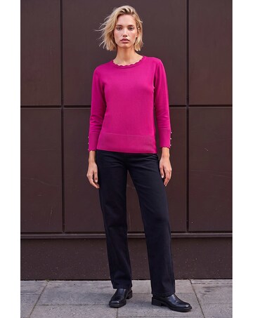 Roman Sparkly Button Scallop Edge Jumper