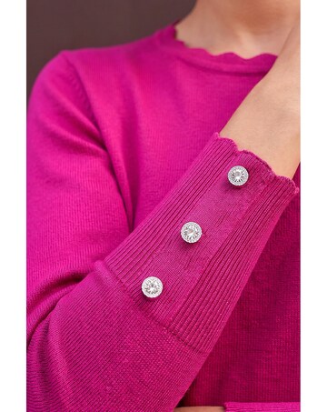 Roman Sparkly Button Scallop Edge Jumper