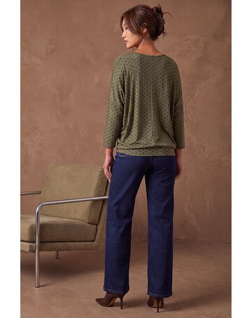 Roman Polka Dot V-Neck Stretch Top