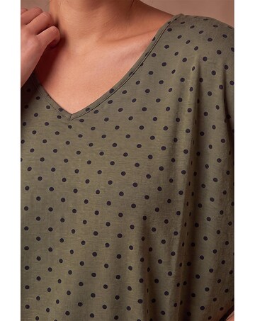 Roman Polka Dot V-Neck Stretch Top
