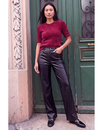 Roman Faux Leather Straight Leg Jean
