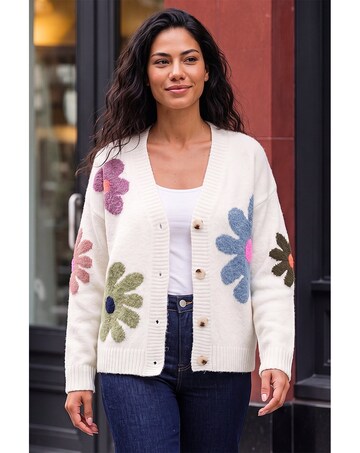Roman Floral V-Neck Knit Cardigan