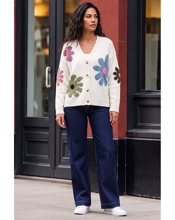 Roman Floral V-Neck Knit Cardigan
