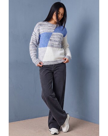 Roman Textured Colour Block Knit Jumper