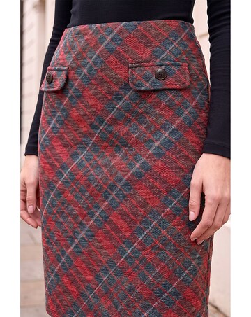 Roman Button Check A-Line Skirt