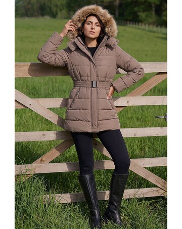 Roman Faux Fur Padded Belt Coat