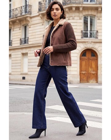 Roman Faux Shearling Knit Cardigan