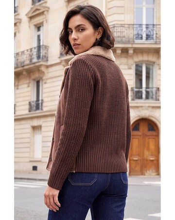 Roman Faux Shearling Knit Cardigan