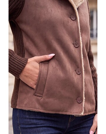 Roman Faux Shearling Knit Cardigan