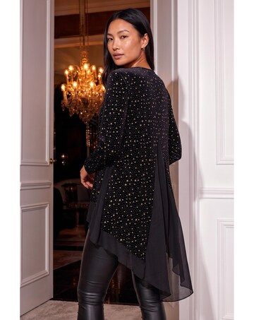 Roman Star Print Velvet Chiffon Hem Top