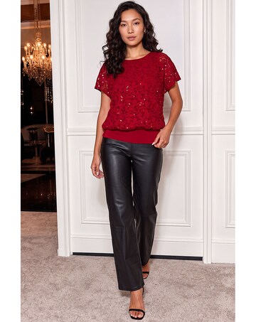 Roman Sequin Lace Bubble Hem Top