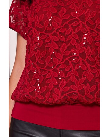 Roman Sequin Lace Bubble Hem Top