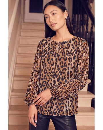 Roman Animal Print Pleat Top