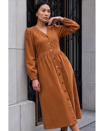 Roman Button Through Corduroy Dress
