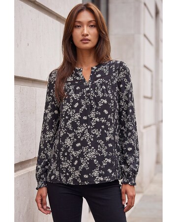 Roman Floral Print Long Sleeve Top