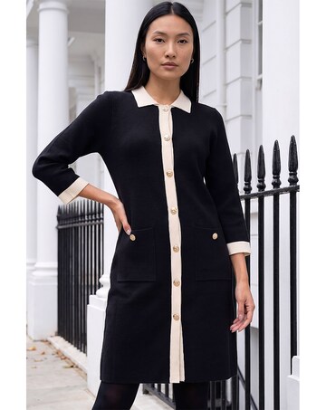 Roman Contrast Collar Knitted Dress