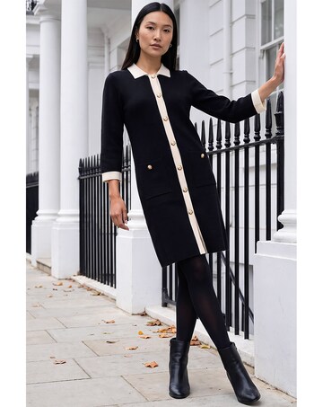 Roman Contrast Collar Knitted Dress