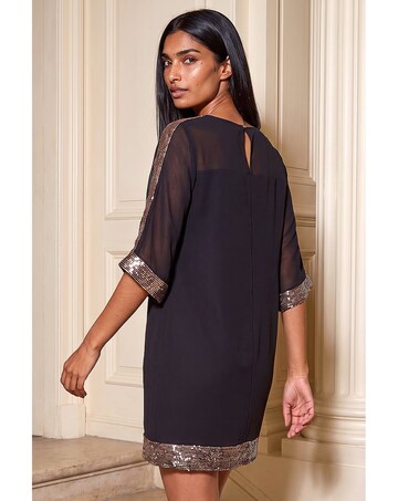 Roman Sequin Trim Shift Dress