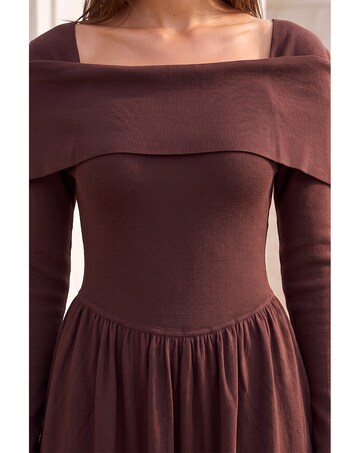 Roman Bardot Knitted Midi Dress