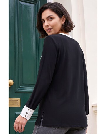 Roman Contrast Zip Stretch Top