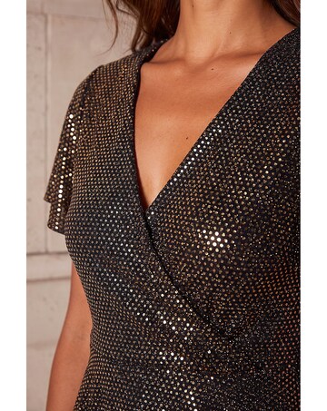 Roman Sparkly Wrap Front Tunic Top