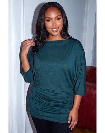 Roman Curve Ruched Stretch Top