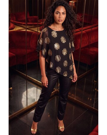Roman Floral Jacquard Overlay Top