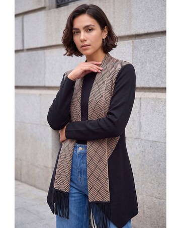 Roman Pattern Fringe Cardigan