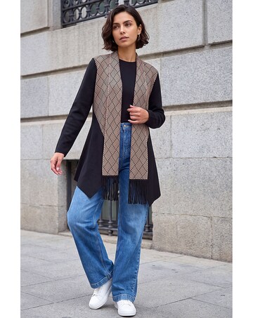 Roman Pattern Fringe Cardigan