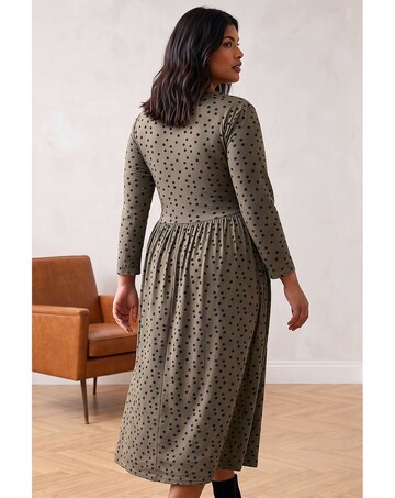 Roman Curve Polka Dot Stretch Dress