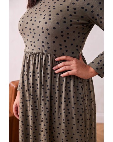 Roman Curve Polka Dot Stretch Dress