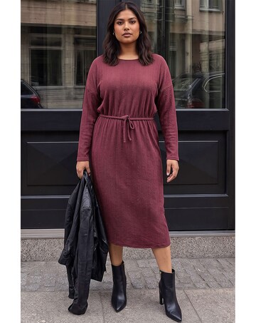 Roman Curve Tie Waist Texture Dress