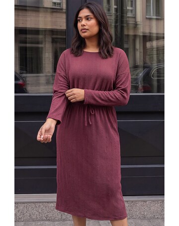Roman Curve Tie Waist Texture Dress