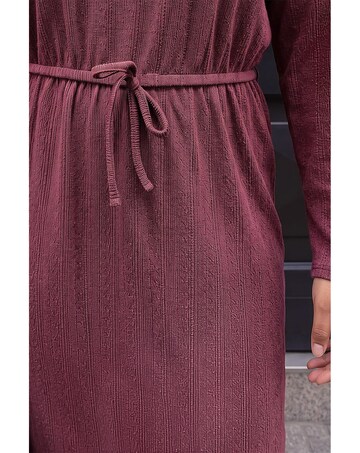 Roman Curve Tie Waist Texture Dress