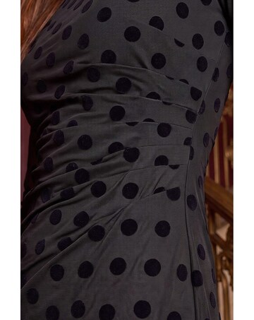 Roman Polka Dot Ruched Stretch Dress