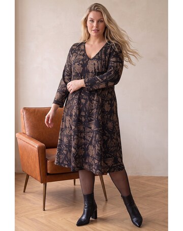 Roman Curve Abstract Print Snood Dress