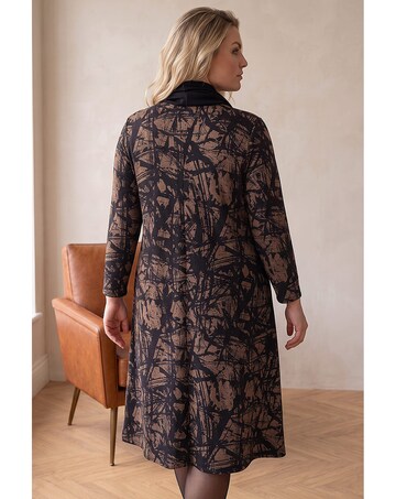 Roman Curve Abstract Print Snood Dress