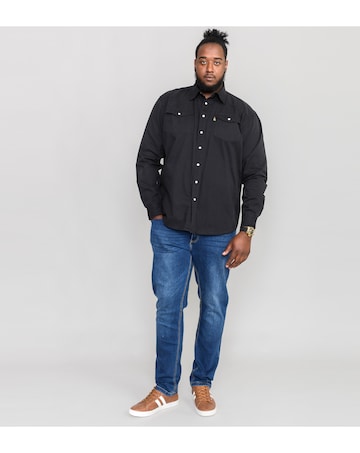 D555 Big & Tall Duke Western Style Denim Shirt with Snap Buttons - Black
