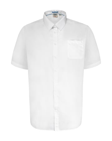 D555 Big & Tall Delmar Short Sleeve Easy Iron Classic Shirt with Pocket - White