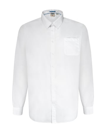 D555 Big & Tall Aiden L/S Easy Iron Regular Shirt with Chest Pocket - White