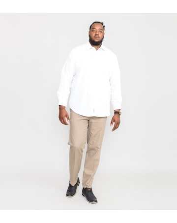 D555 Big & Tall Aiden L/S Easy Iron Regular Shirt with Chest Pocket - White
