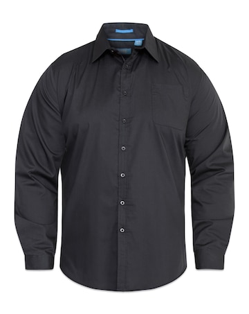 D555 Big & Tall Corbin Long Sleeve Easy Iron Classic Shirt with Pocket - Black