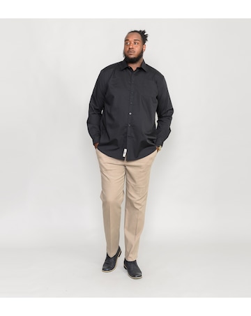 D555 Big & Tall Corbin Long Sleeve Easy Iron Classic Shirt with Pocket - Black
