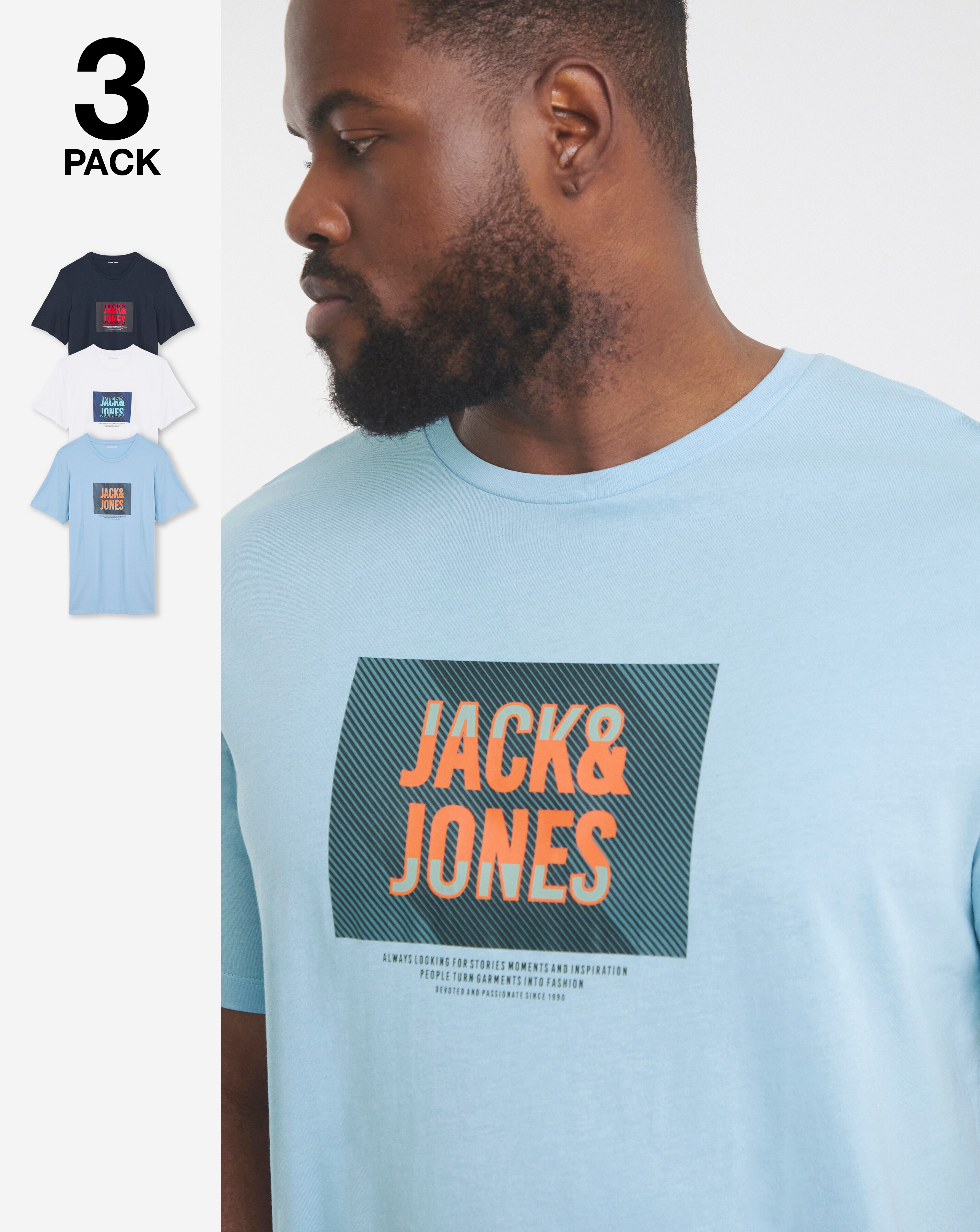 Jack & Jones Hudson Logo T-Shirt 3 Pack